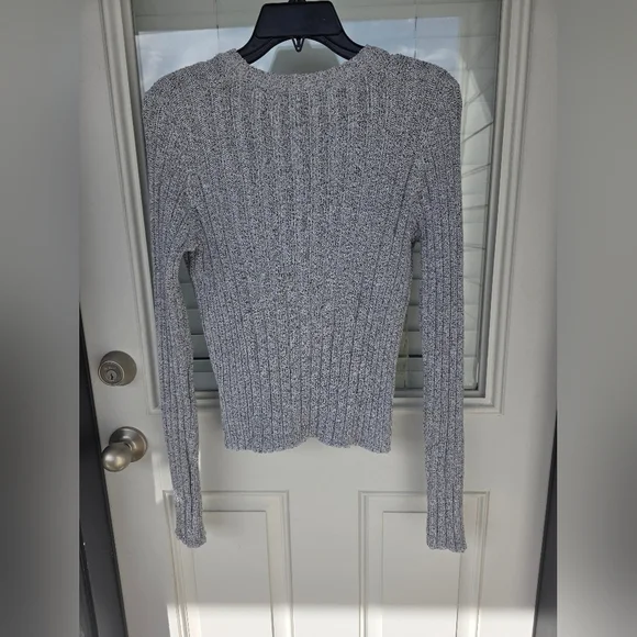$120 Calvin Klein Women Light Gray Ribbed Sweater Sz M NWT Cozy Cotton Blend - Picture 10 of 11